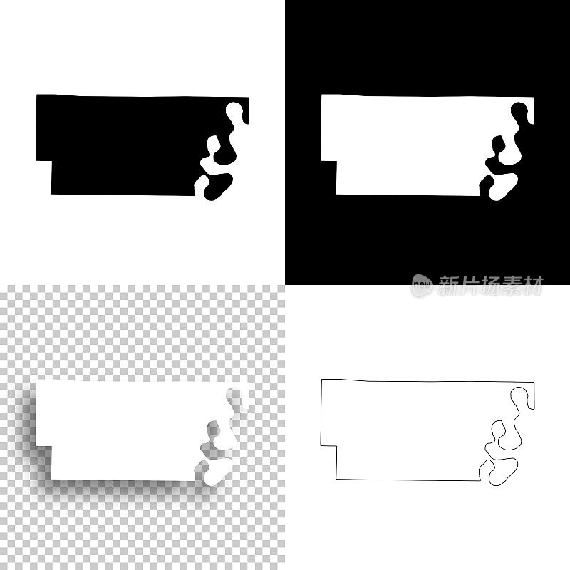 阿肯色州李县。设计地图。空白，白色和黑色背景