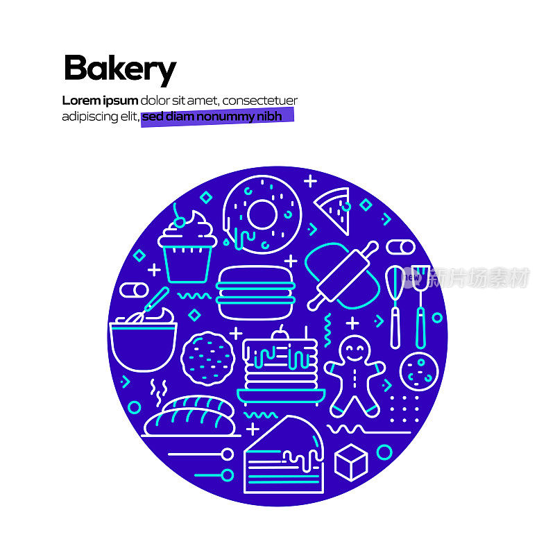 面包店相关横幅设计的网页，标题，小册子，年度报告和书籍封面