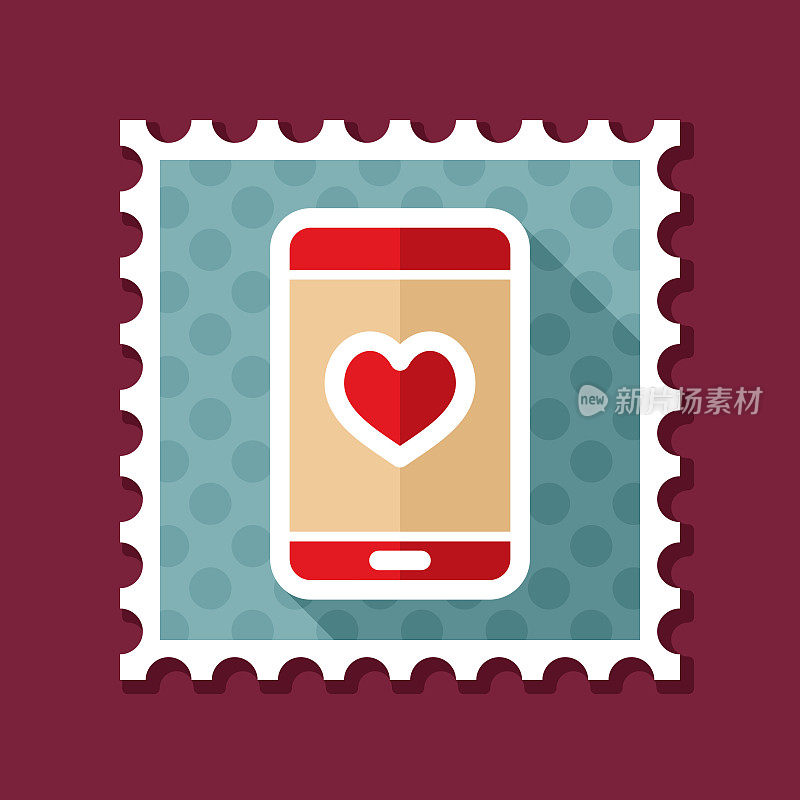心形智能手机邮票，浪漫电话