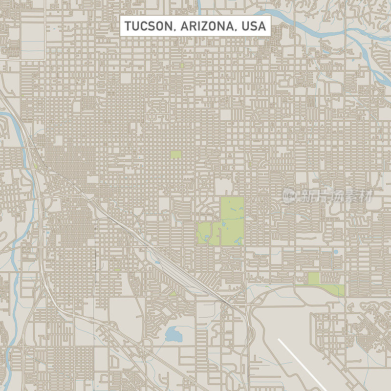 亚利桑那州图森市美国城市街道地图