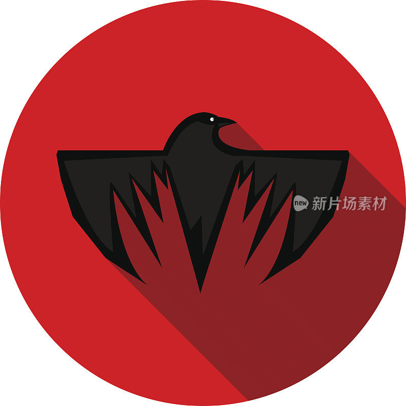 黑乌鸦在红色背景圆圈图标