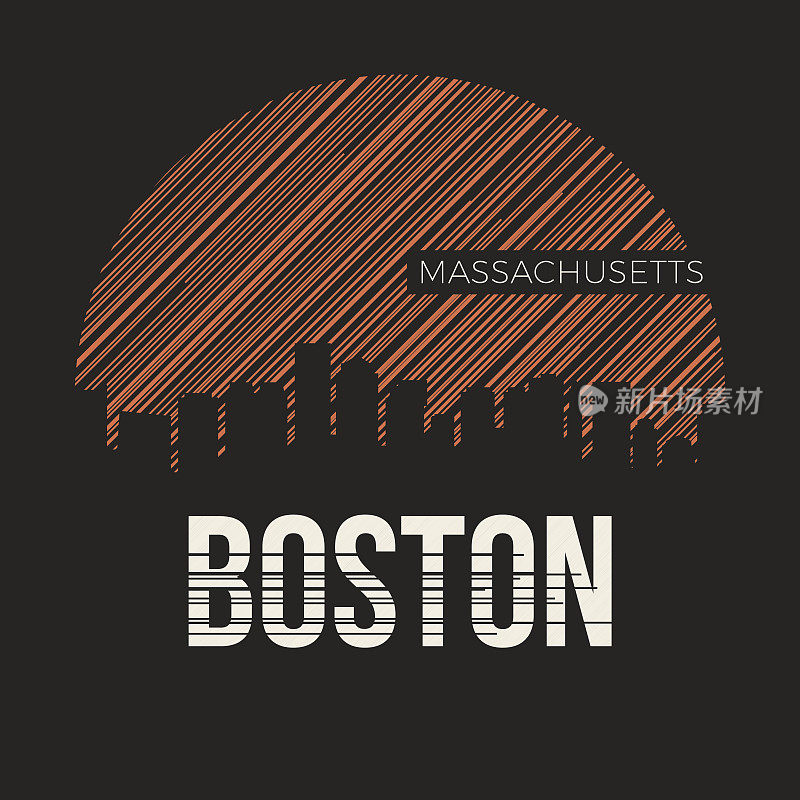 波士顿城市t恤设计印刷。矢量插图。