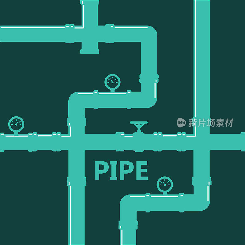 管道配件矢量图标设置。管工业、建筑管