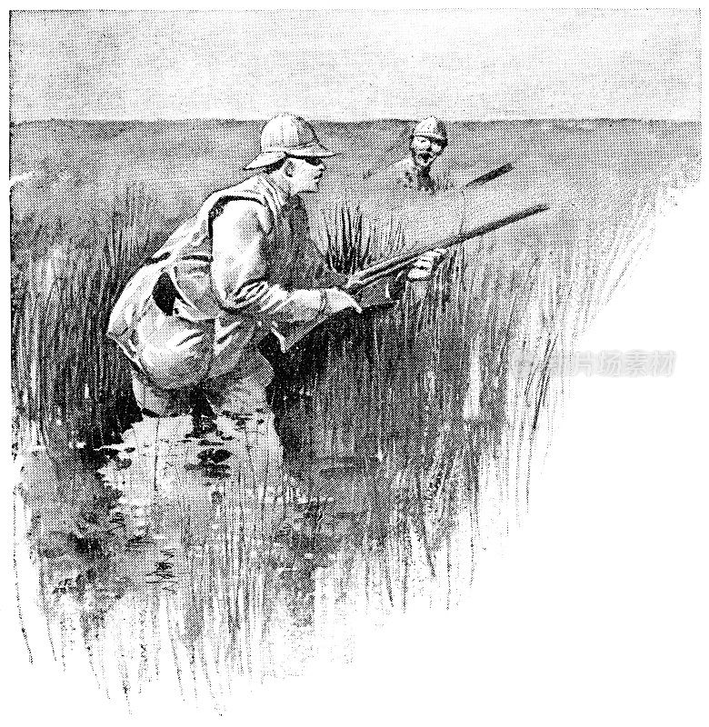 在美国北达科他州猎鸭的人――19世纪
