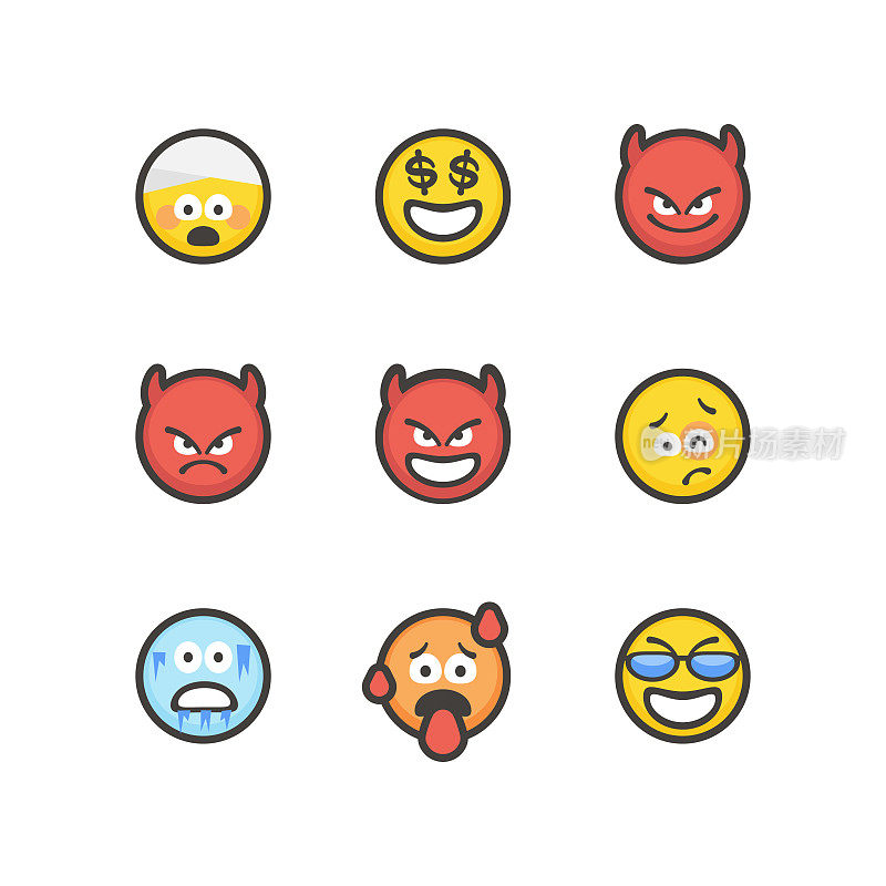 emoticon设置平面设计轮廓线