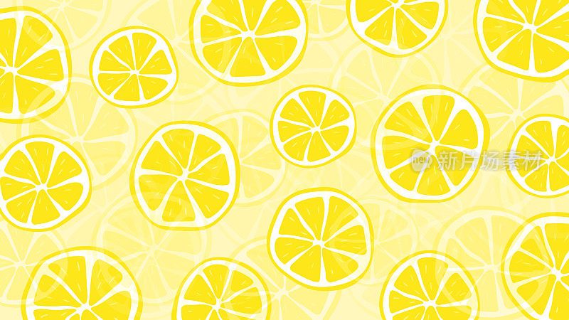 新鲜的夏季柠檬图案插图，横向