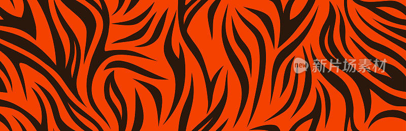 动物皮纹，质地无缝。虎皮，橙色条纹图案。Safari重复背景。向量