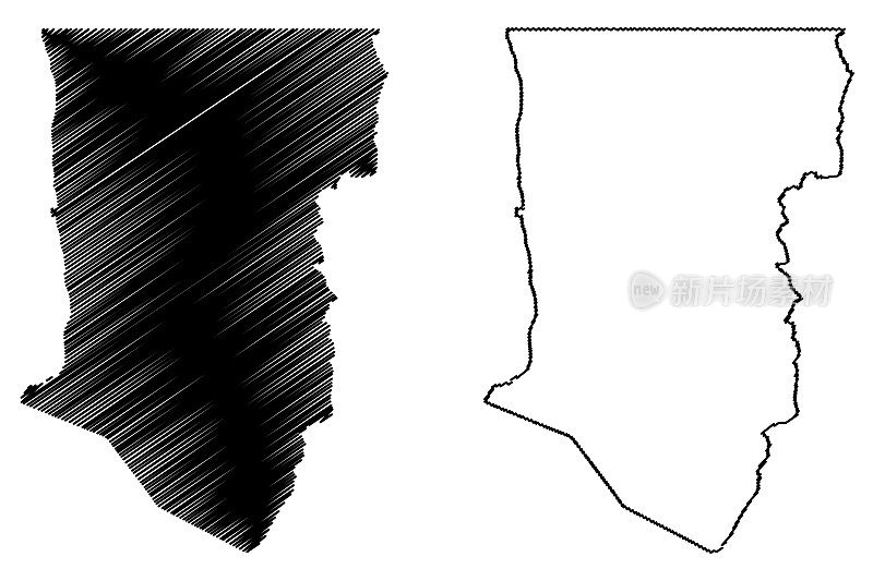陶斯县，新墨西哥州(美国陶斯县，美国，美国，美国)地图矢量插图，手绘陶斯图