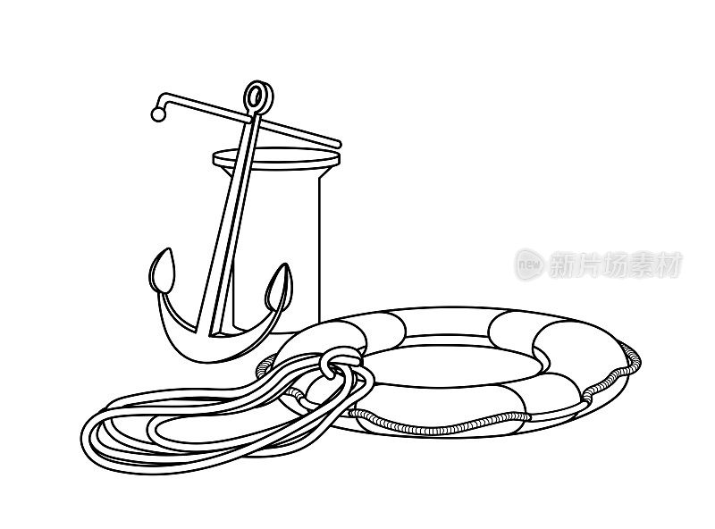 船索具元件系泊，抓钩，救生圈，绳索，领结，标志，标志