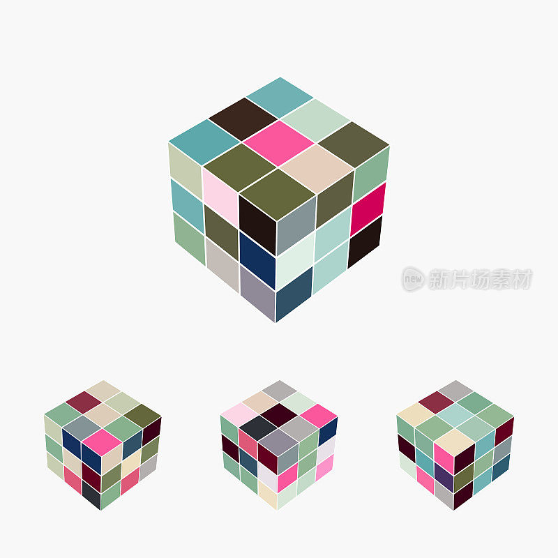 3D彩色立方体结构图标