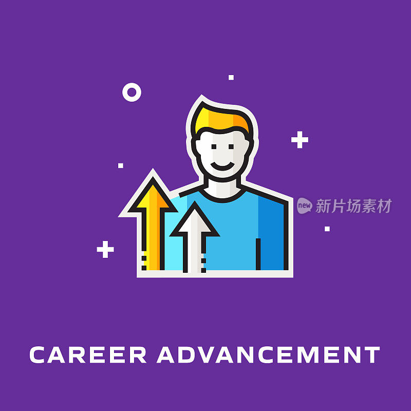 职业发展平面线图标，轮廓矢量符号插图。