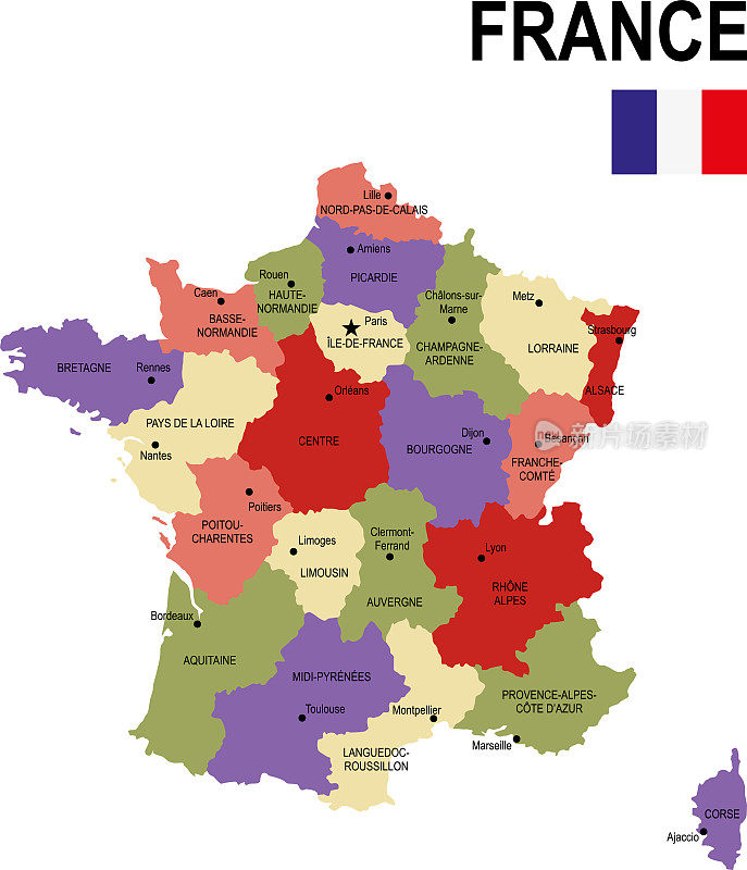 法国彩色平旗地图
