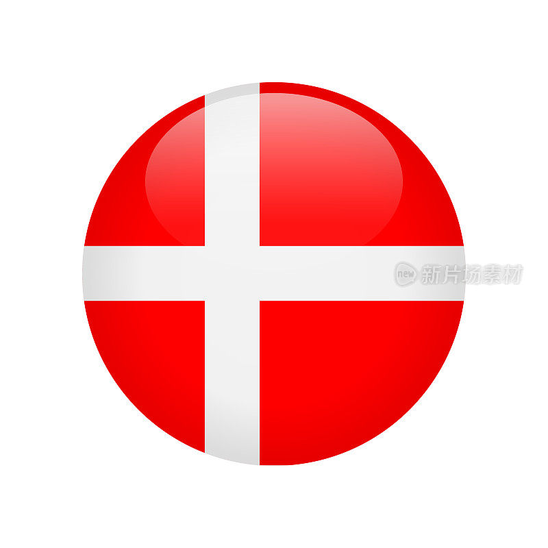 丹麦-旗帜图标矢量插图-圆形
