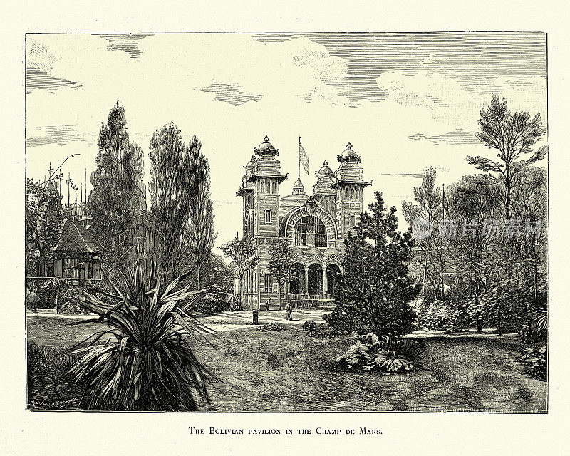 1889年，巴黎世界博览会上的马尔斯广场玻利维亚馆