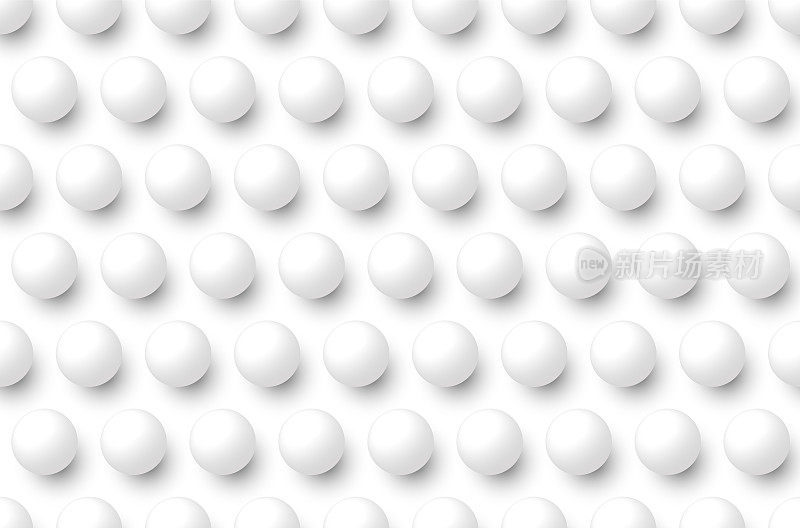 3D现实白色圆球球体无缝模式背景和纹理