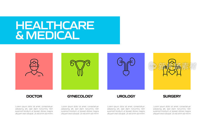 医疗保健和医疗相关的线条图标。向量符号说明。