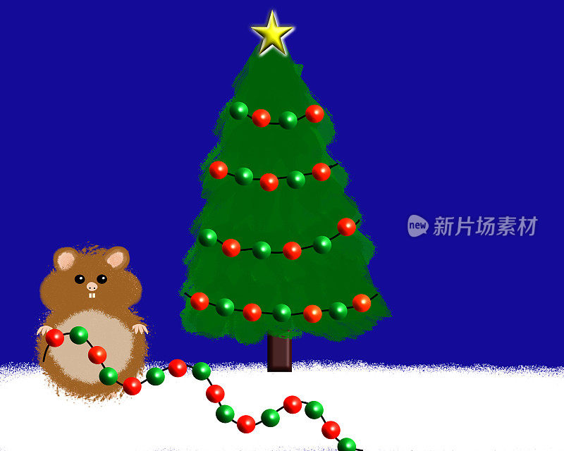 卡通仓鼠装饰圣诞树