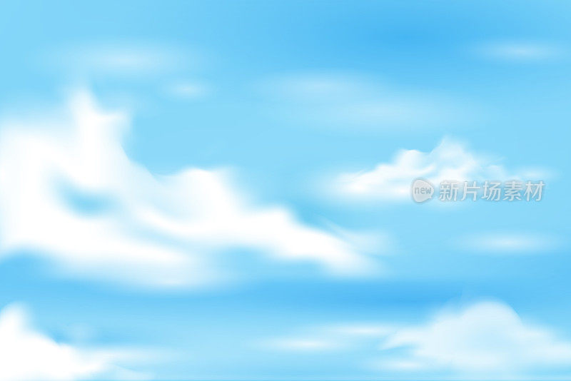 美丽的夏天蓝天和云矢量插图背景