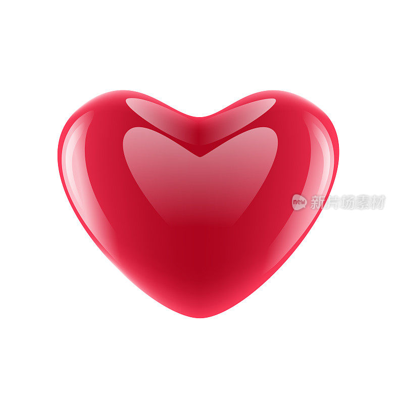 红心隔离在白色上。红色的心。情人节的红心。红心带亮点。
