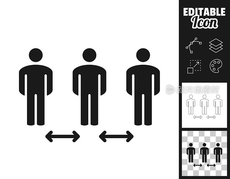 社会距离。图标设计。轻松地编辑