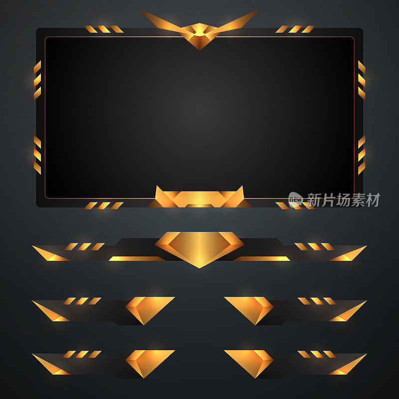 游戏界面金色直播覆盖摄像头边框与流媒体警报横幅设置的视频直播