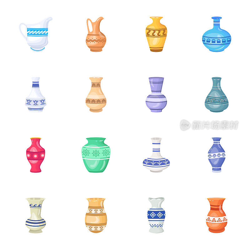 各种花瓶平面插图