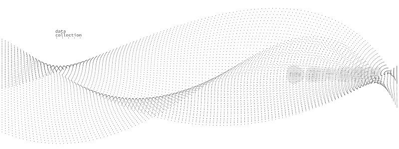 灰色空气颗粒流动矢量设计，抽象背景与波流动的点阵列，数字未来插画，纳米技术主题。