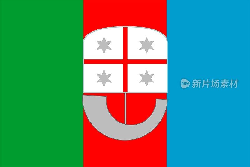 利古利亚国旗。地区的意大利。矢量插图。