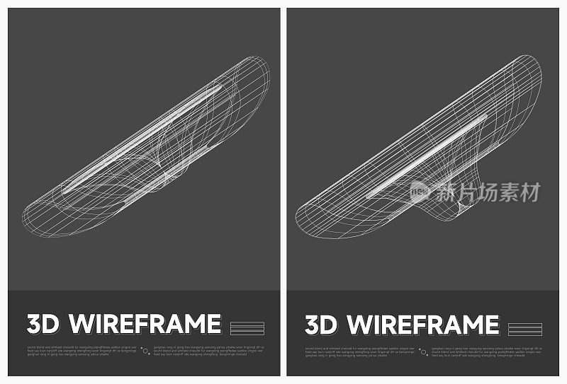 抽象黑白3D线框结构线形海报矢量背景集合