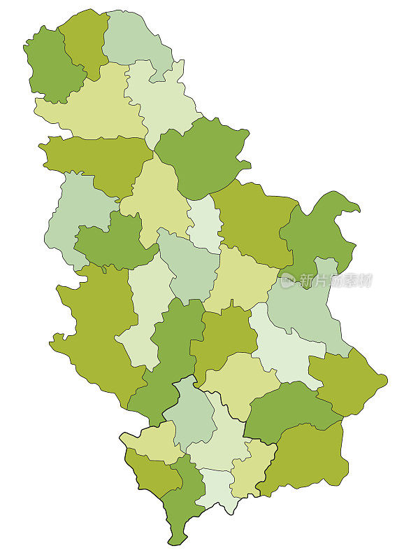高度详细的可编辑的政治地图与分离的层。塞尔维亚。