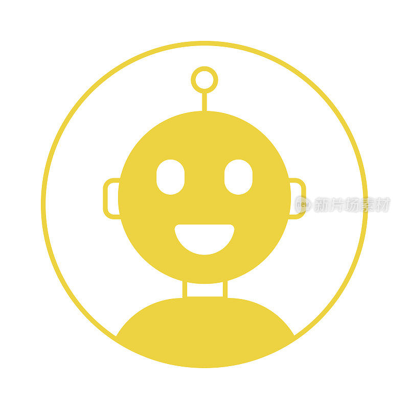 机器人人工智能头像图标。为聊天机器人和社交网络配置不同的机器人面孔。的性格。矢量股票插图