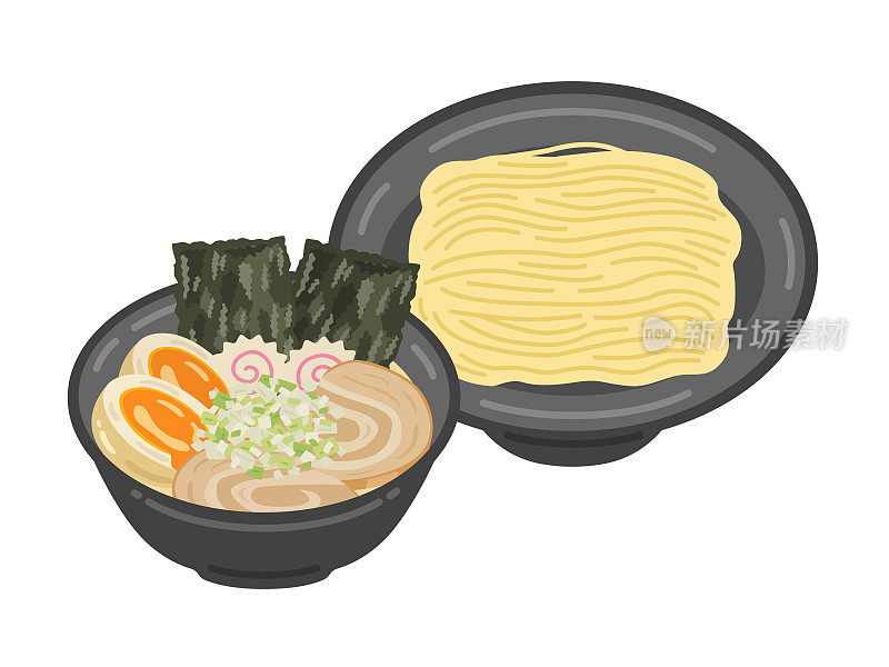 日本食物“筑门拉面”的插图。