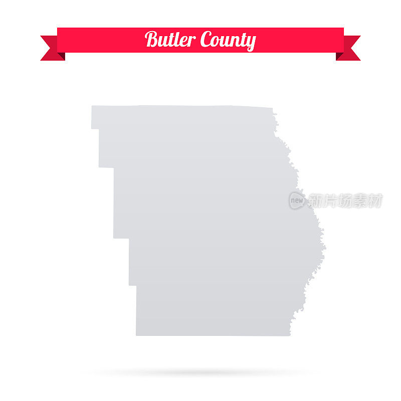 密苏里州巴特勒县。白底红旗地图
