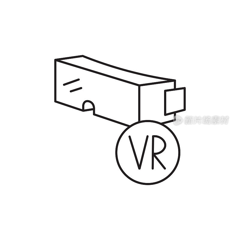 虚拟现实眼镜线图标。可编辑的中风