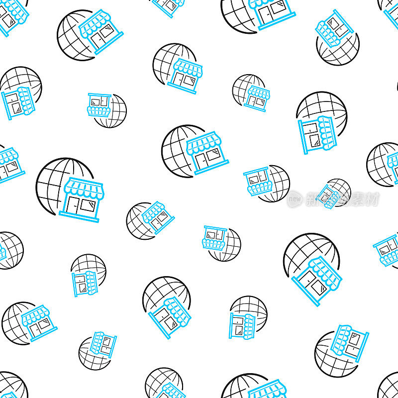 在线购物。无缝模式。白色背景上的线条图标