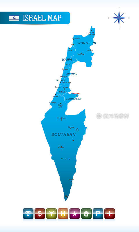 以色列矢量地图