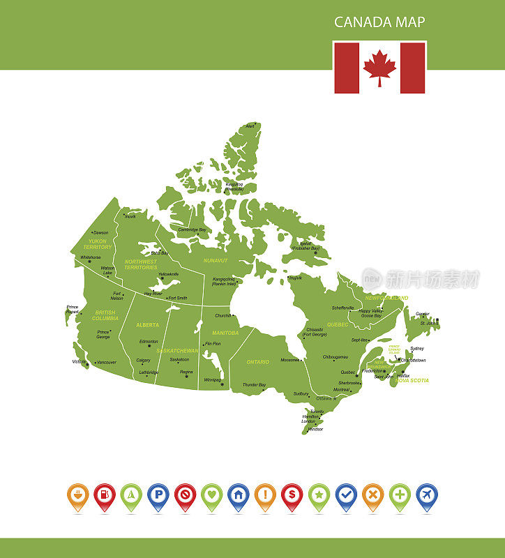 加拿大绿色地图