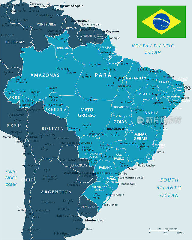 巴西地图-信息图向量