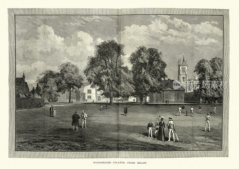 温彻斯特学院外的板球比赛，维多利亚，19世纪