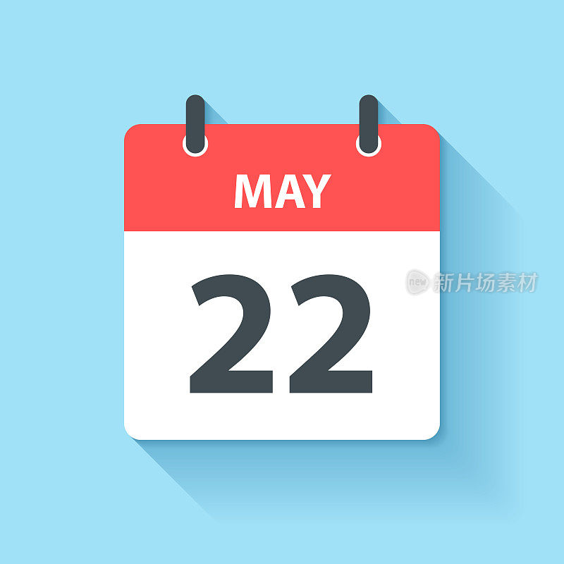 5月22日-扁平化设计风格的每日日历图标