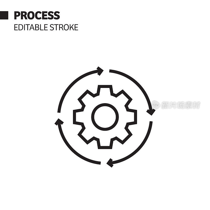 过程线图标，轮廓向量符号插图。完美像素，可编辑的描边。