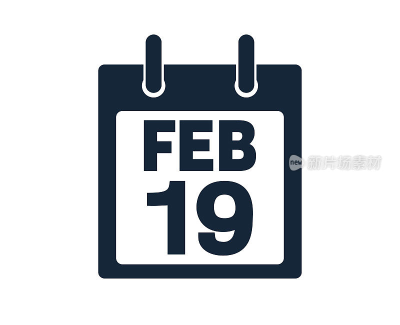 2月19日日历图标股票矢量插图