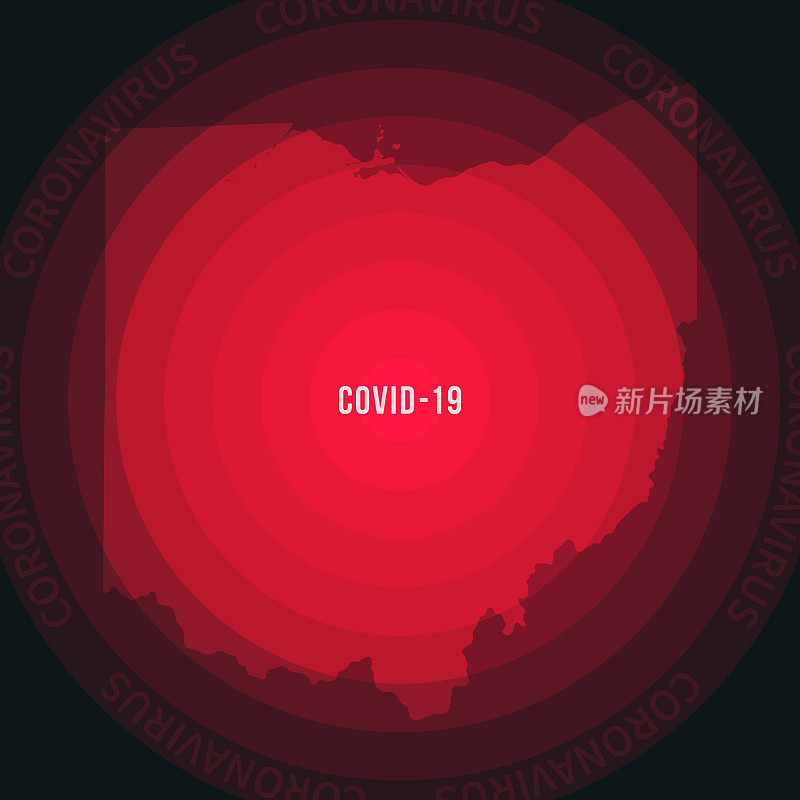 俄亥俄州COVID-19传播地图。冠状病毒爆发