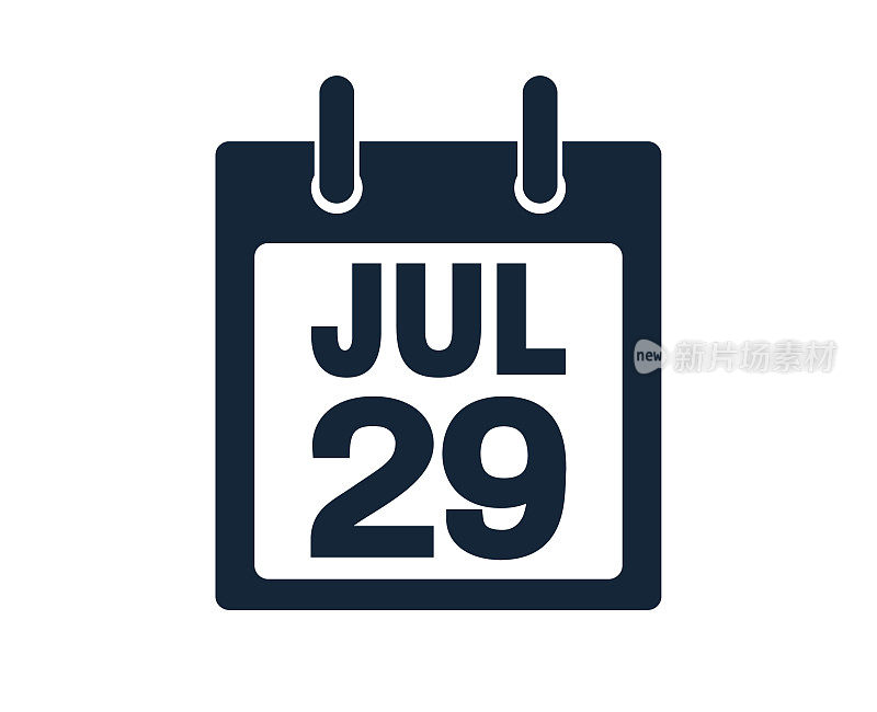 7月29日日历图标股票矢量插图