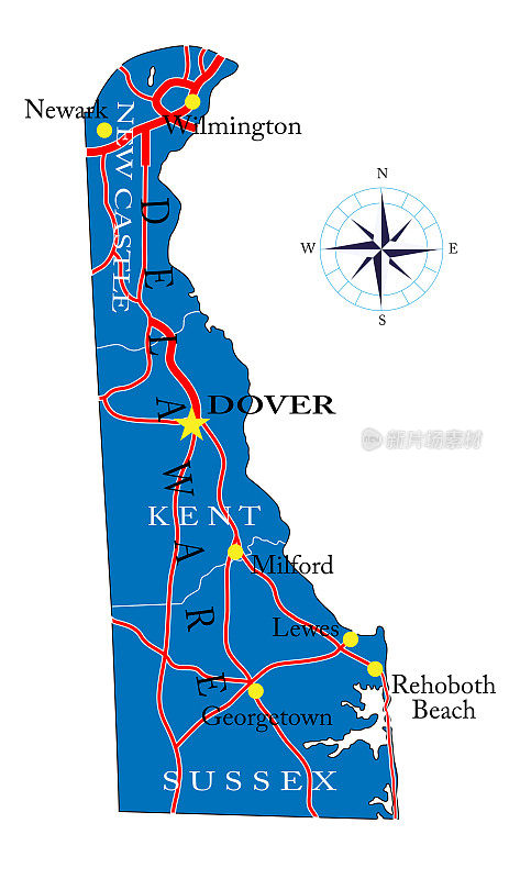 特拉华州政治地图