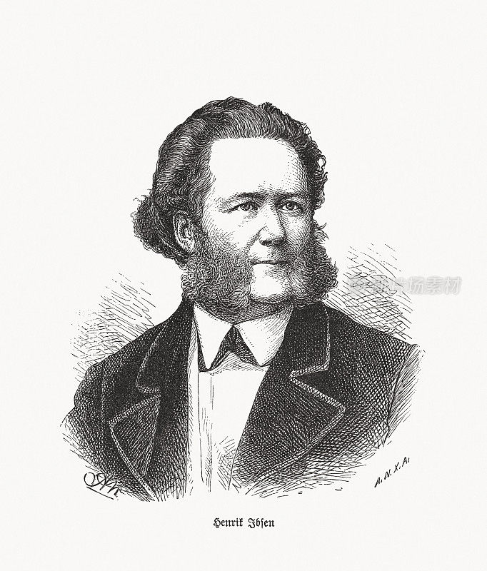 易卜生(1828-1906)，挪威剧作家，木刻，1893年出版