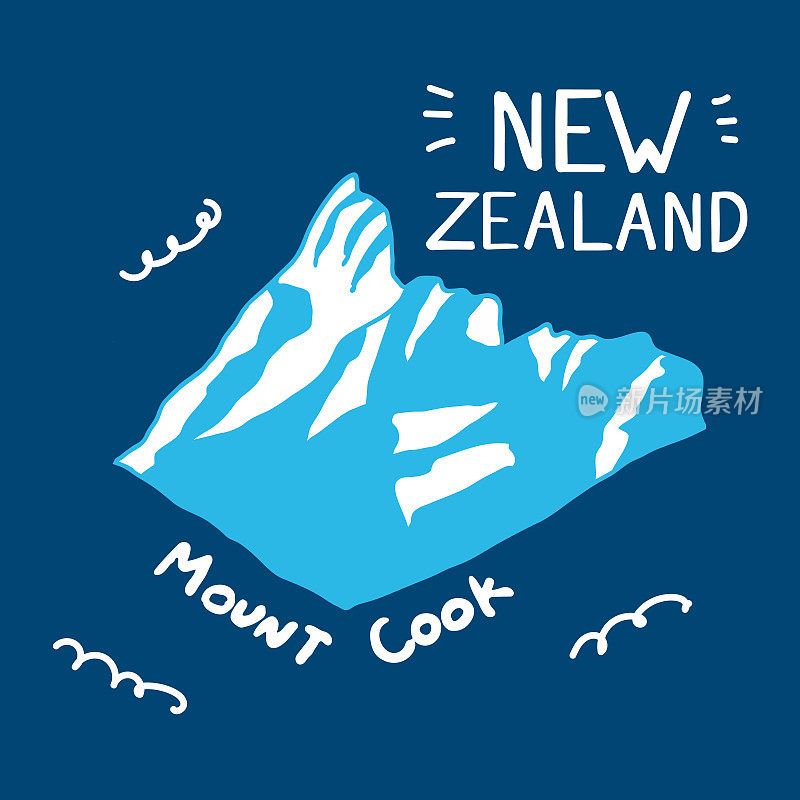 新西兰矢量手绘字体和插图