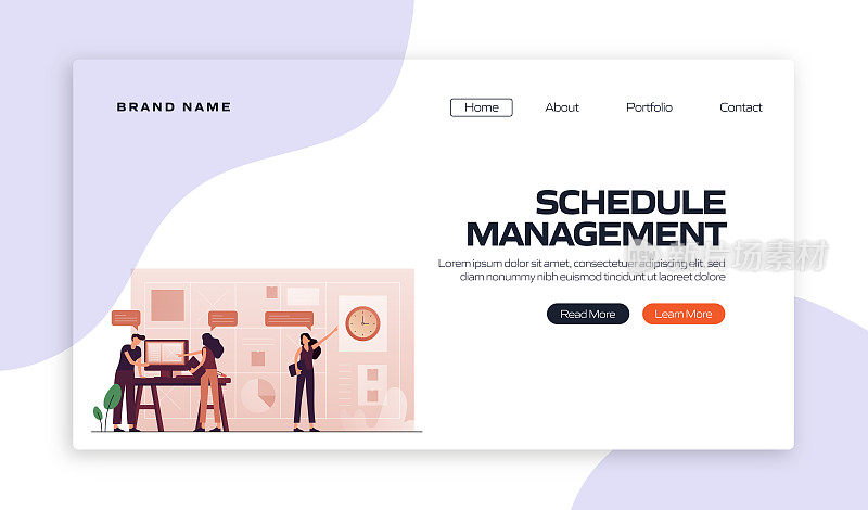计划管理概念矢量插图登陆页面模板，网站横幅，广告和营销材料，在线广告，业务演示等。