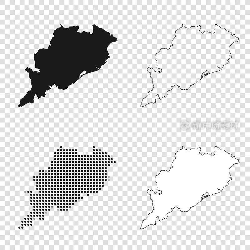 奥里萨邦地图设计-黑色，轮廓，马赛克和白色
