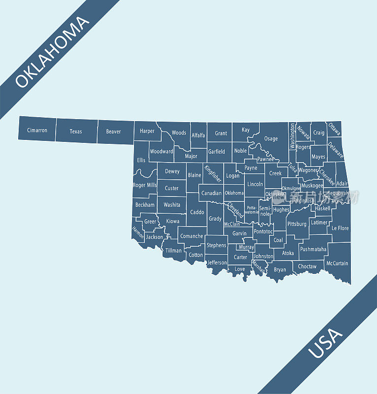 俄克拉荷马州各县地图